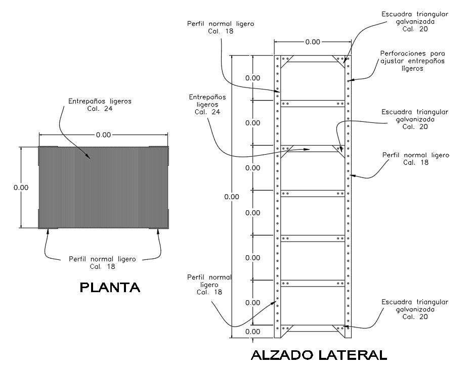 Metal Shelving Top And Side Elevation Design Download Free DWG File