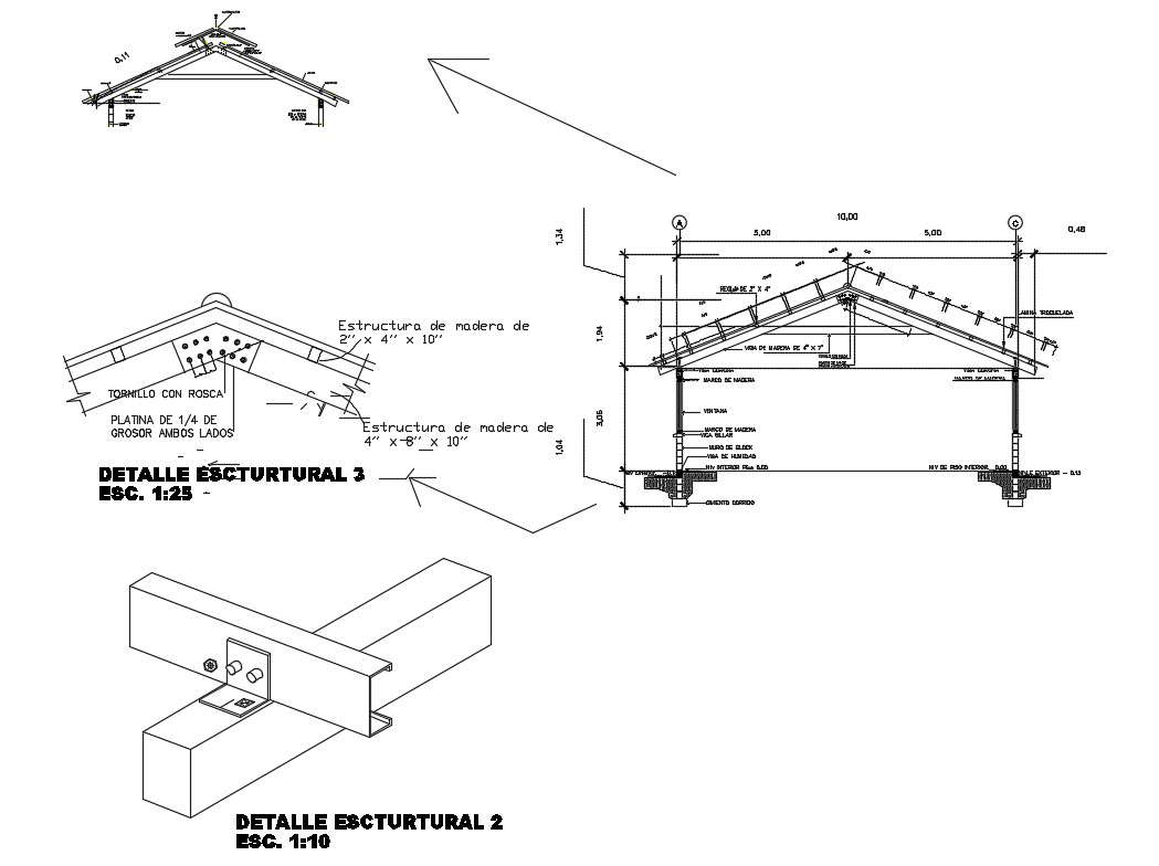 Metallic Structure Roof Construction Cad Drawing Details Dwg File - Cadbull