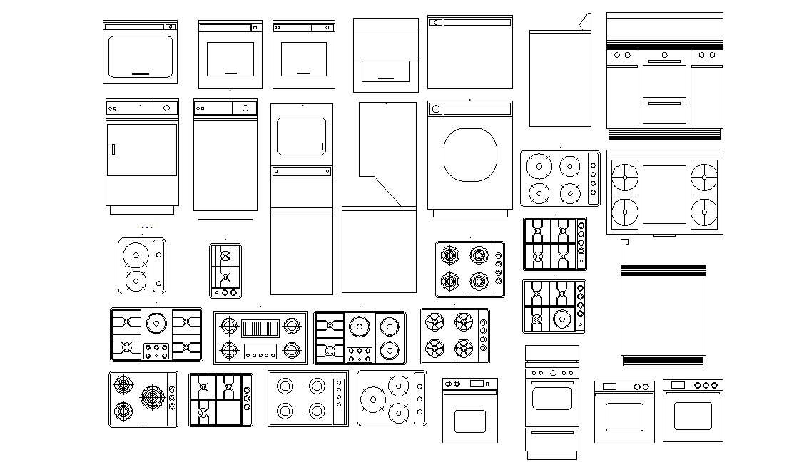 Micro Oven  And Gas Stove Design CAD  Blocks Cadbull