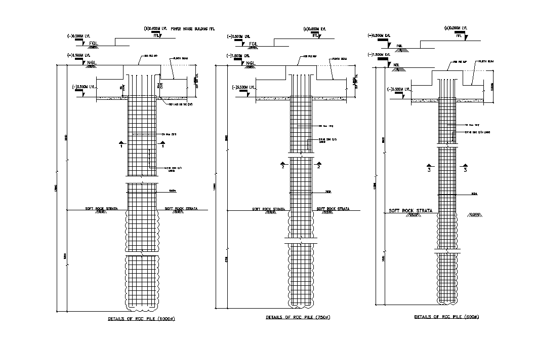 Mill House Details Of Rcc Pile Sections Are Given In This Autocad D Dwg Drawing File Download