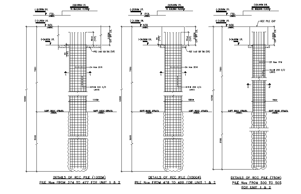 Mill House Of Rcc Pile Sections Details Are Given In This Autocad D Dwg Drawing File Download