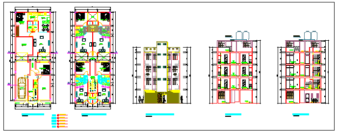 Mini apartments design drawing - Cadbull