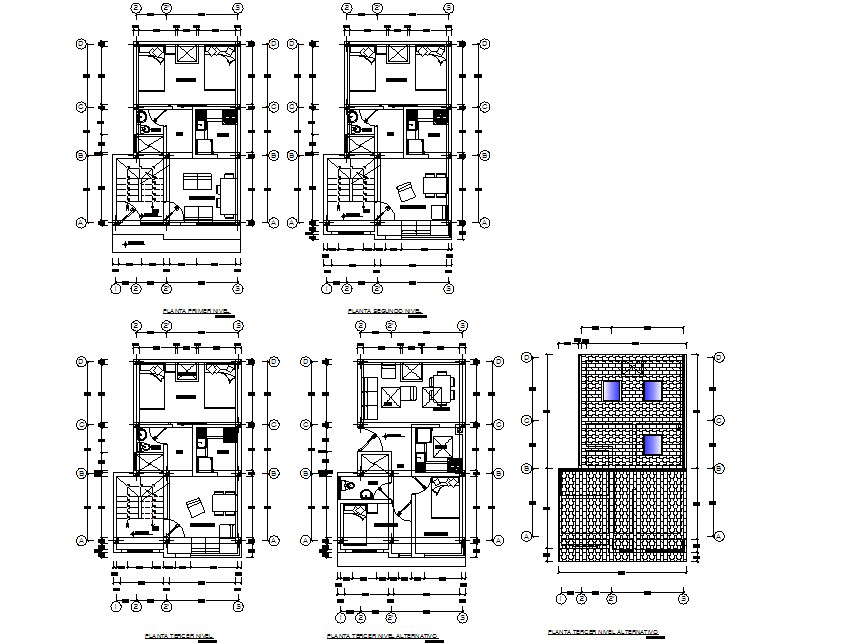 Mini apartments in 3 d plan detail dwg file - Cadbull