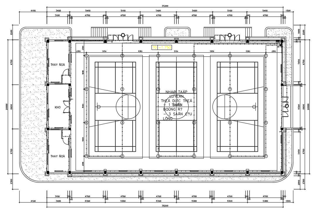 Mini sports complex distribution plan drawing details dwg file - Cadbull