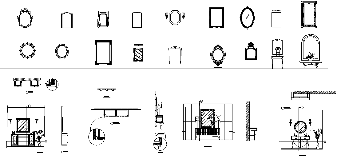 Mirrors Elevation And Section Detail Dwg File Cadbull   Mirrors Elevation And Section Detail Dwg File Thu Mar 2018 06 12 48 