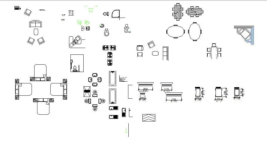 Miscellaneous furniture and sanitary blocks cad drawing details dwg ...