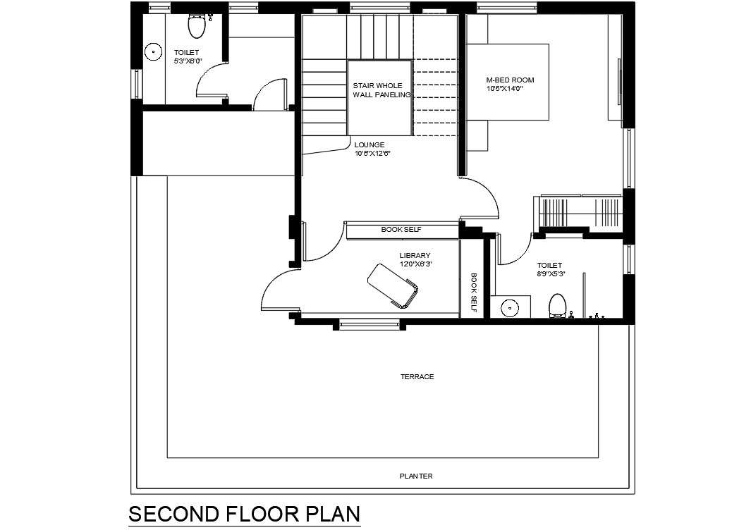 modern-bungalow-second-floor-plan-autocad-drawing-cadbull