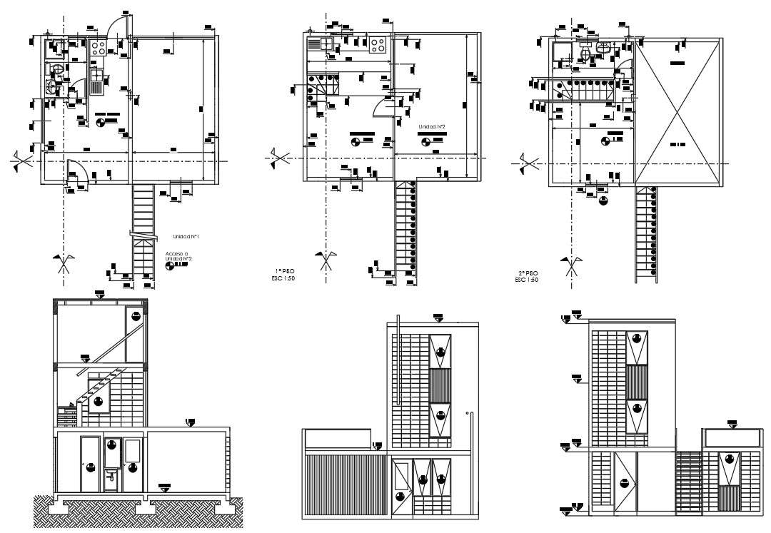 Modern Duplex Plan In Dwg File - Cadbull