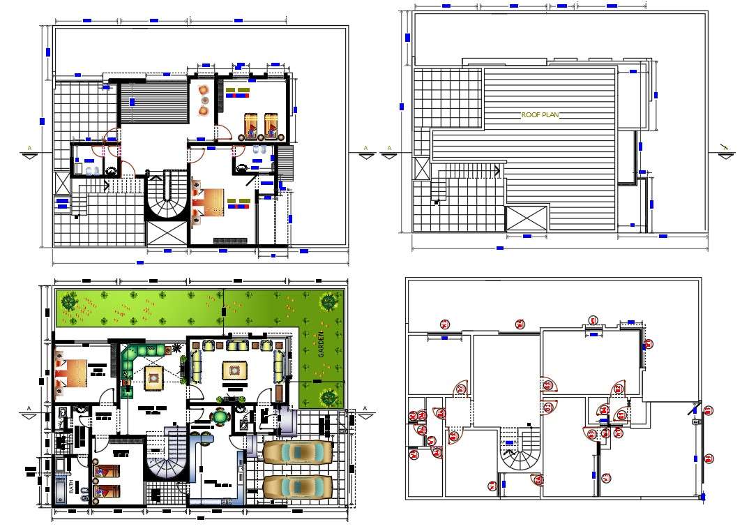 Modern House plan Project of AutoCAD file - Cadbull