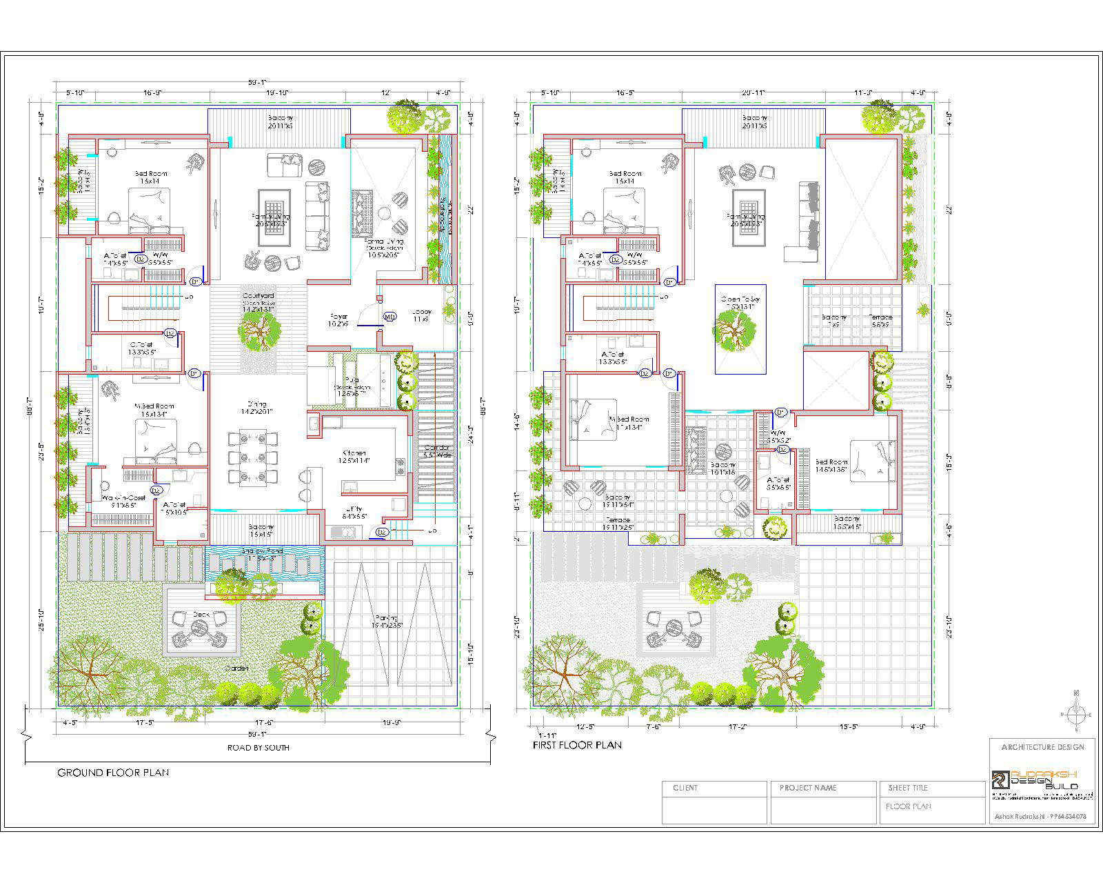 Modern 4BHK Residence House Plan Download DWG File Cadbull