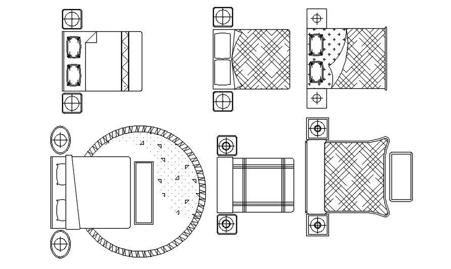 Modern double bed design in AutoCAD 2D drawing, dwg file, CAD file ...