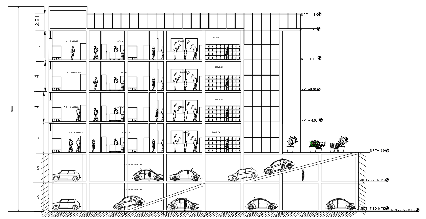 Modern Residential Building Section Cad Drawing Is Given In This Cad