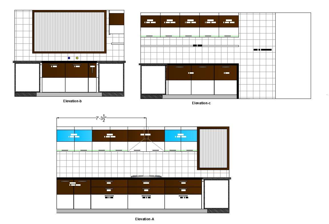 Modular Kitchen Elevation and Furniture Design 2d AutoCAD