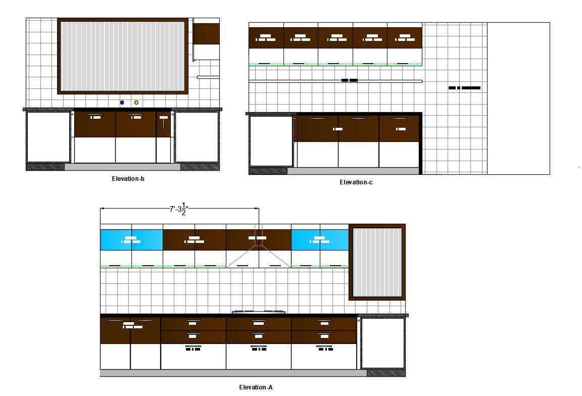 Modular Kitchen Elevation and Furniture Design 2d AutoCAD Drawing ...