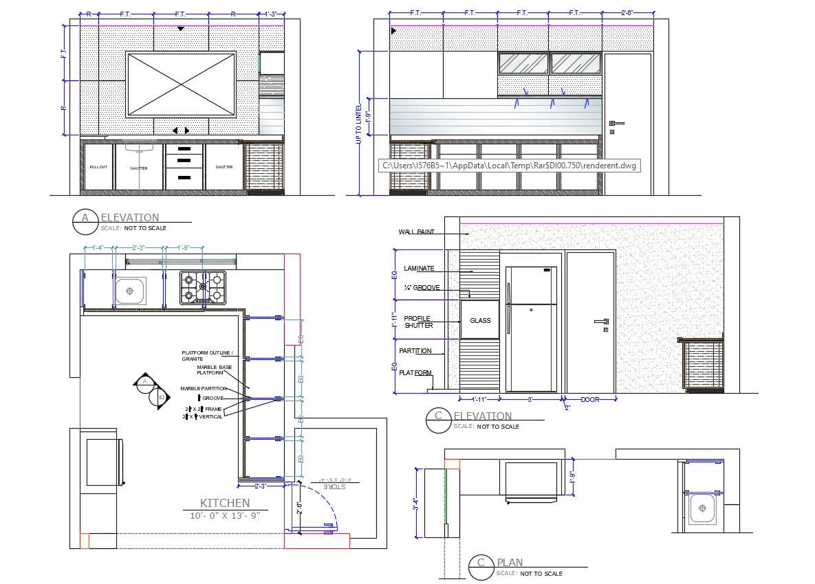 Modular Kitchen Interior Design Project AutoCAD File   Cadbull