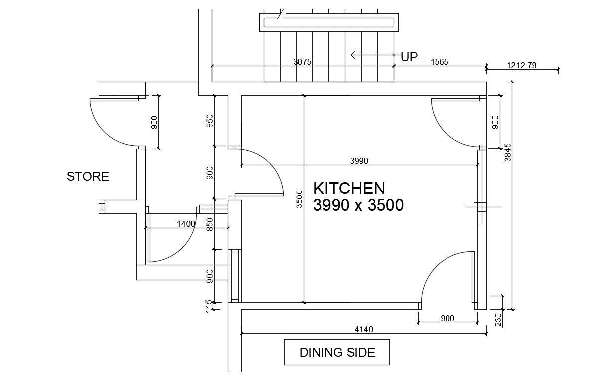 Modular Kitchen Plan with Dimensions - Cadbull