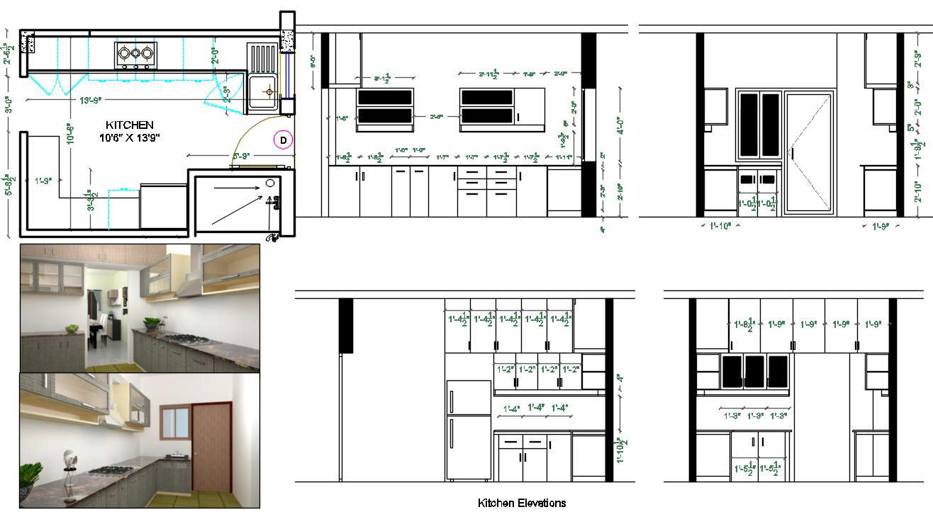 Modular kitchen Plan And Interior Elevation Design AutoCAD File Cadbull