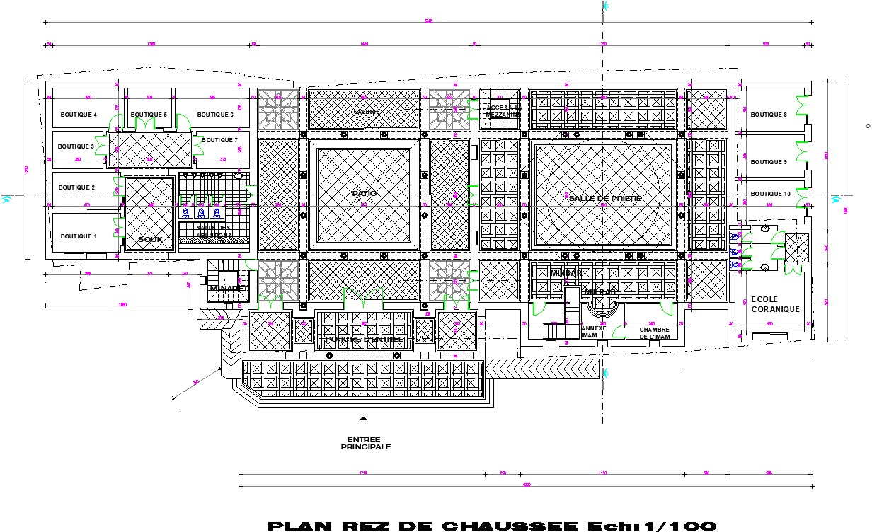 Mosque Floor Layout Plan Detail CAD Drawing in DWG File - Cadbull