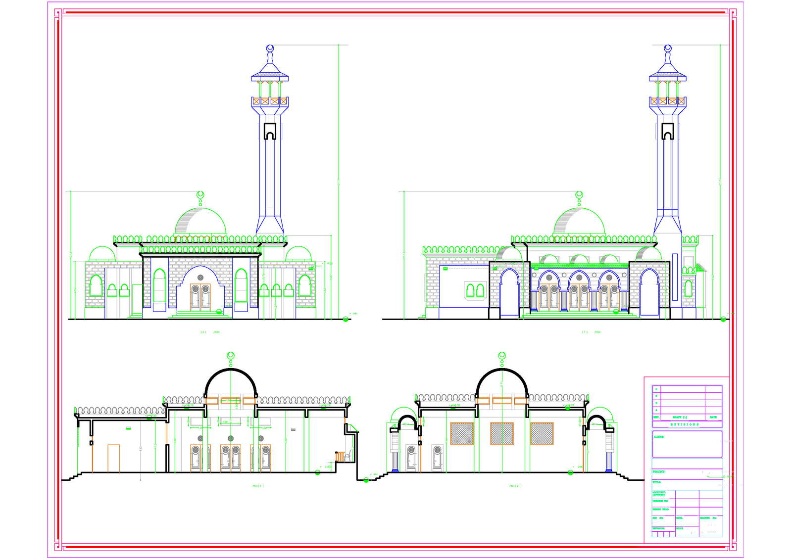 Mosque Sectional Elevation And Plan Details File Cadb - vrogue.co