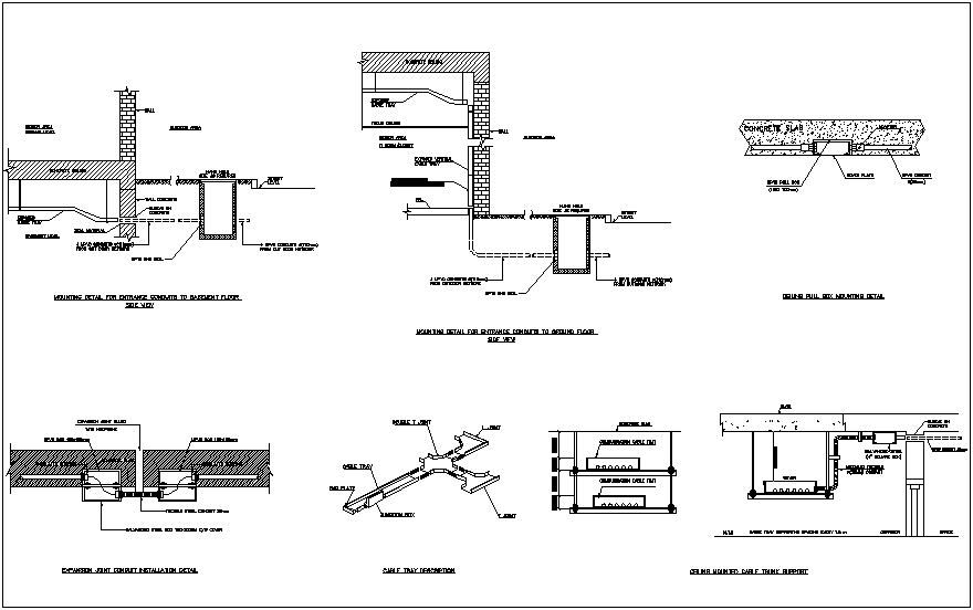 Mounting detail for entrance conduits and ceiling pull box detail dwg ...