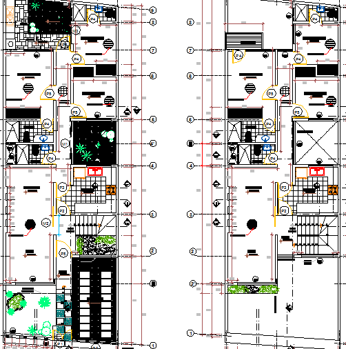 Multi Family Housing Flats Design and Section Details dwg file - Cadbull