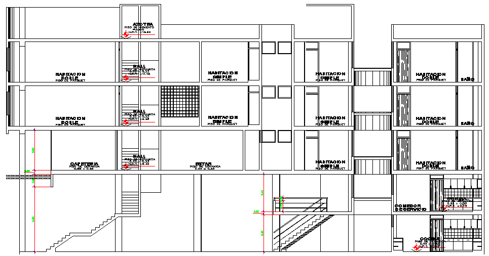 Multi Flooring Hotel Design And Elevation Plan Dwg File Cadbull