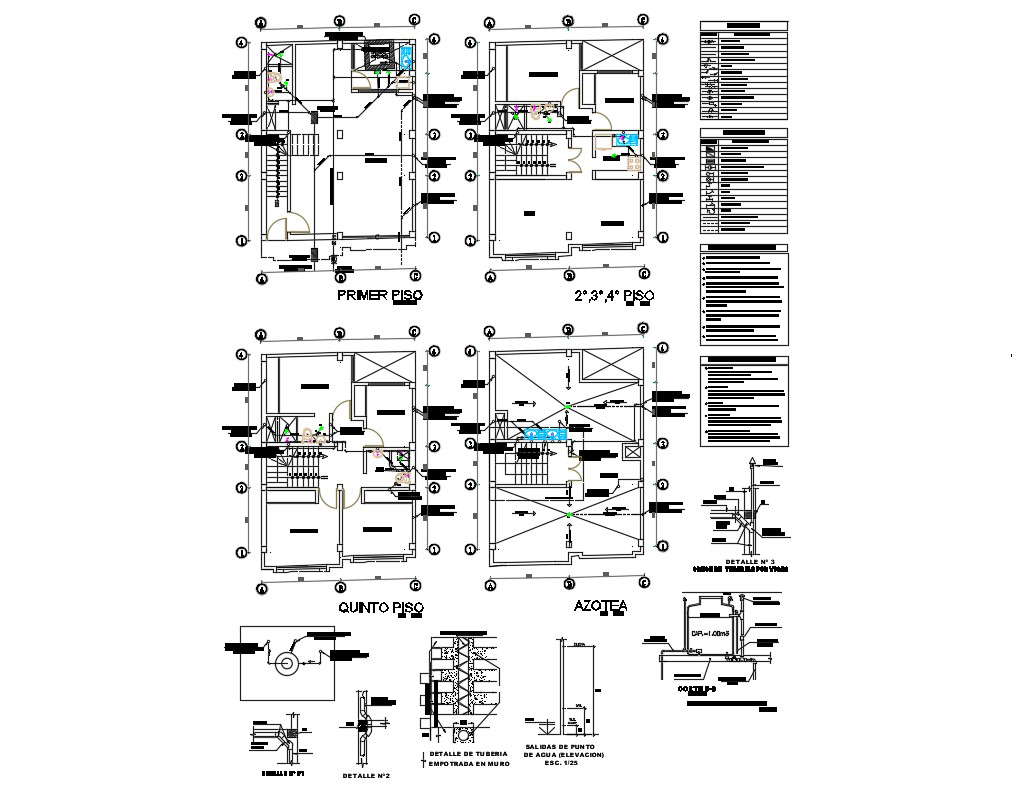 Multi-familiar housing building all floors sanitary installation ...