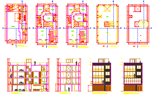 Multi family Apartment building design drawing - Cadbull