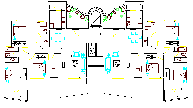 Multi-family housing apartment architecture layout plan dwg file - Cadbull