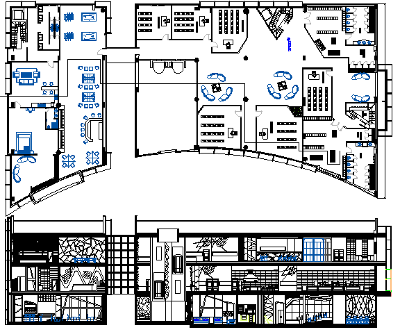 Multi-flooring education building floor plan architecture layout dwg ...