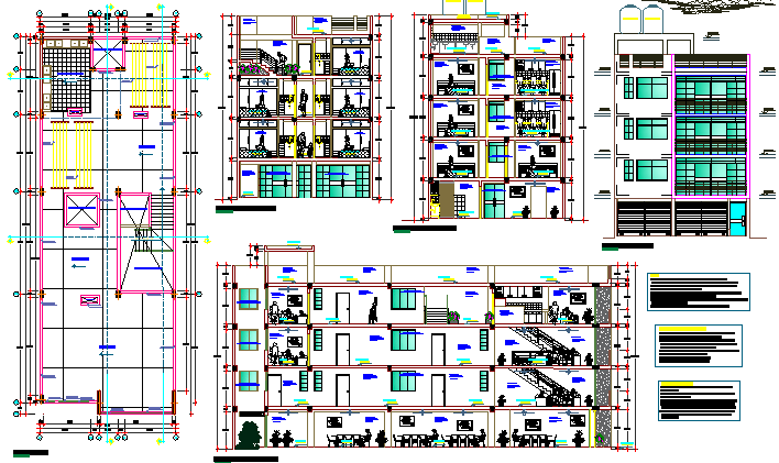 Multi-flooring housing building architecture project dwg file - Cadbull