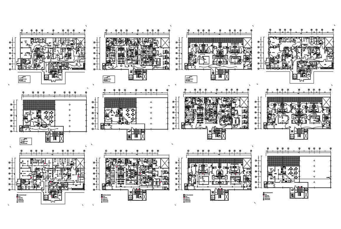 Multi Level Hospital Floor Plan And Electrical Layout Plan Details Dwg