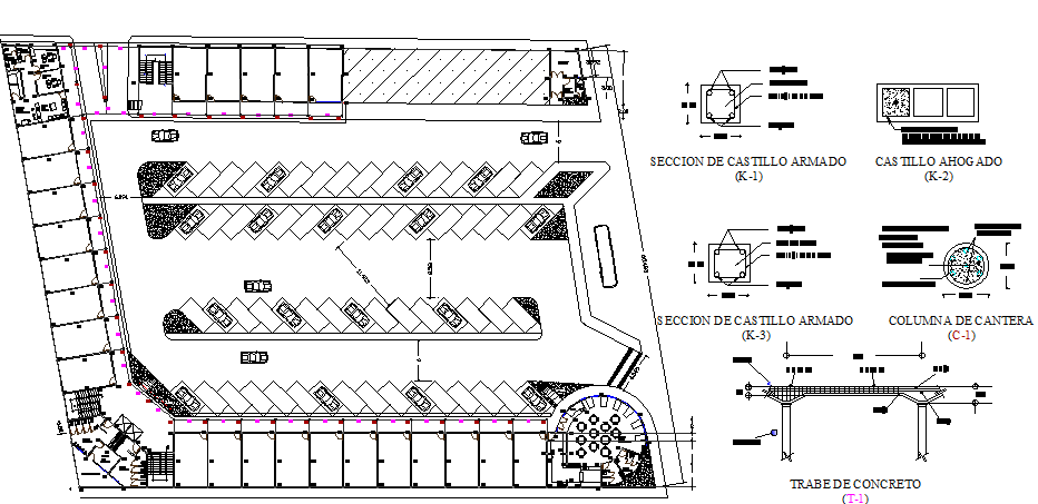 Multi-level shopping center basement floor plan with construction ...