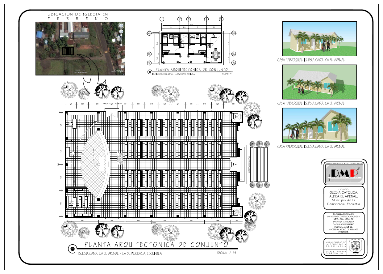 Multi purpose church building plans PDF design Cadbull
