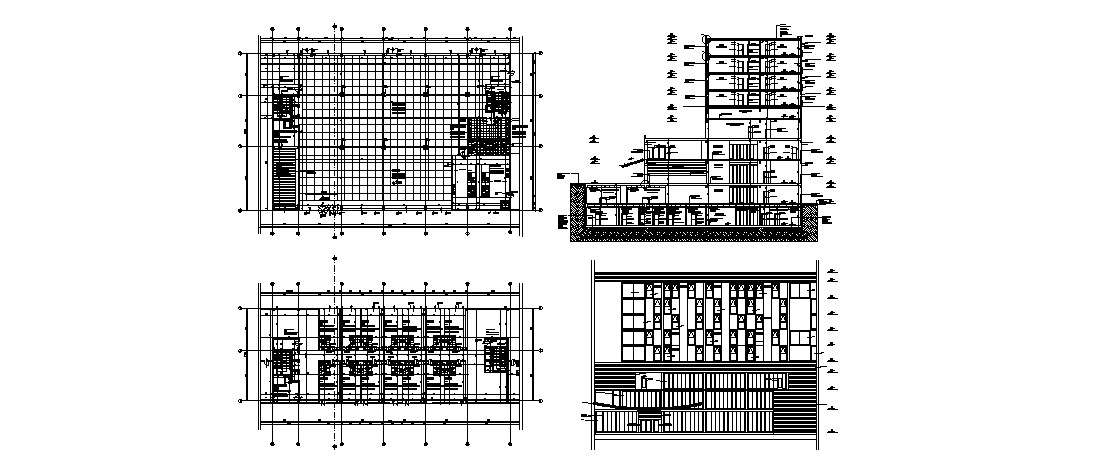 Multi-story hotel building section, distribution plan and auto-cad ...