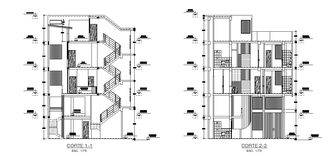 Multi Family House Building Section Drawing Download DWG File - Cadbull