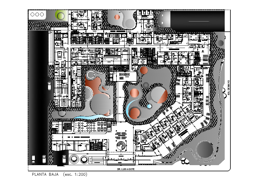 Multi Specialist Hospital Ground Floor Plan Drawing Dwg File