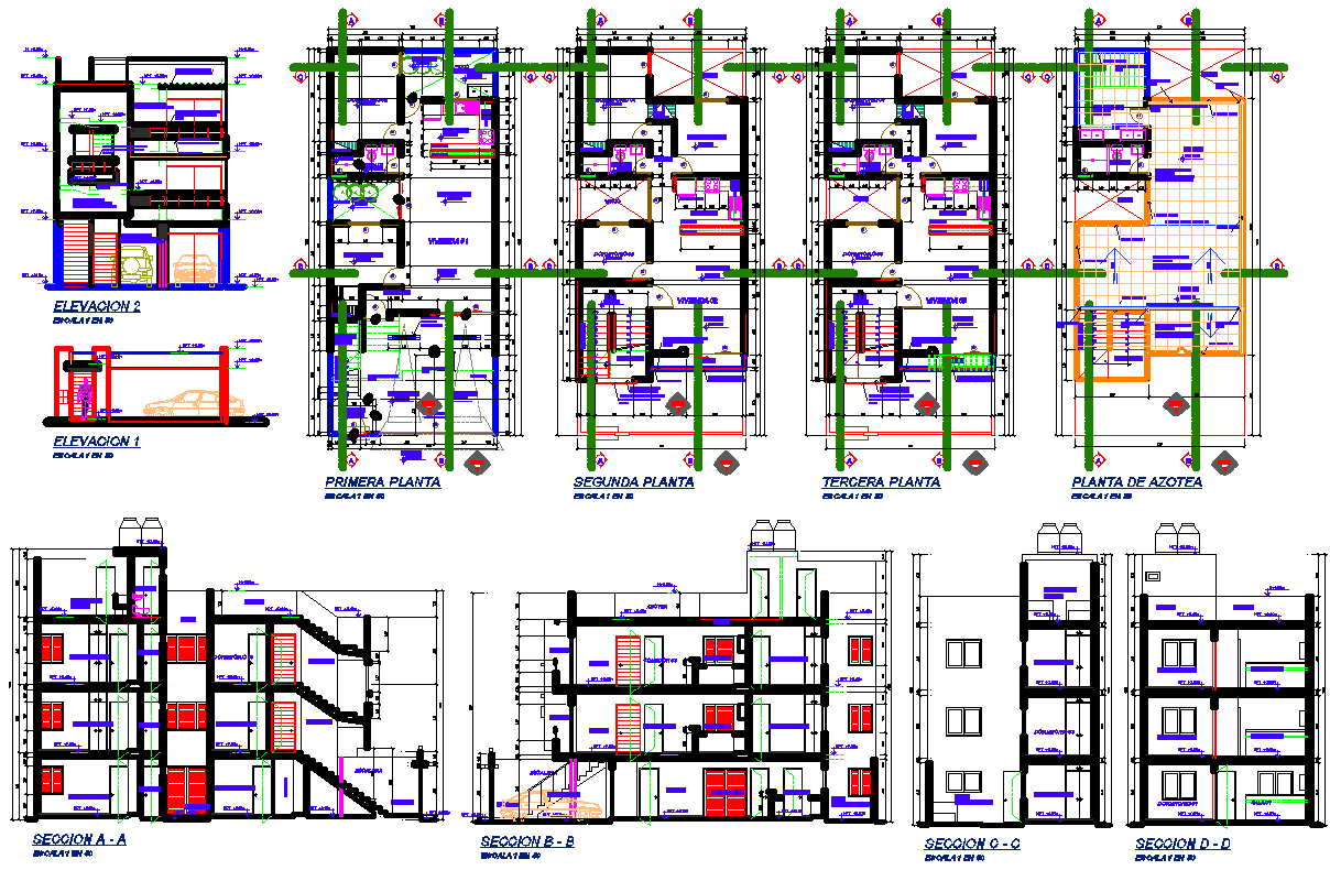 Multifamily Residence Layout plan dwg file - Cadbull