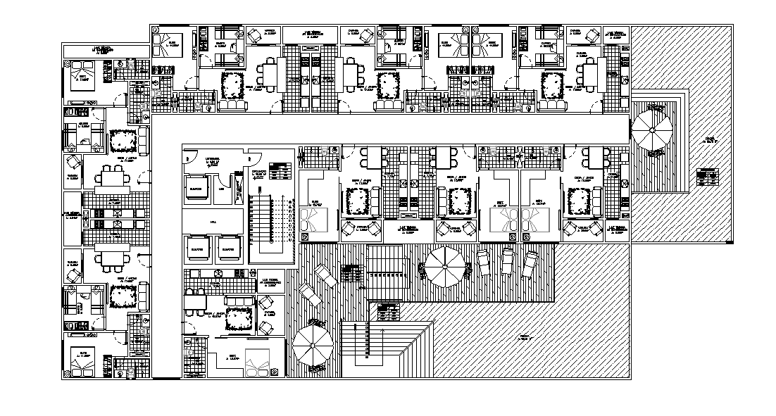 Multifamily apartment building plan is given in this 2D Autocad DWG ...