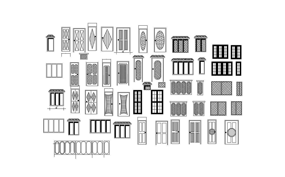 Multiple Door and Window AutoCAD Library Blocks Elevation Design - Cadbull