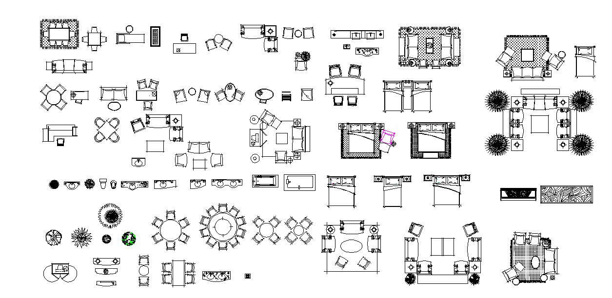 Multiple blocks of furniture in dwg file - Cadbull