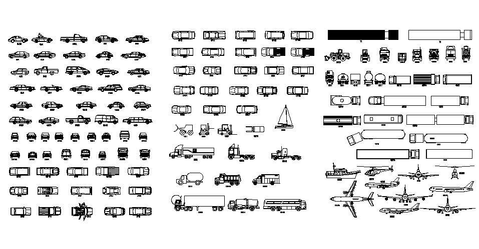 Multiple cars and vehicle 2d blocks cad drawing details dwg file - Cadbull