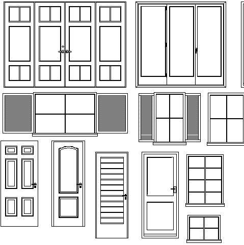 Multiple doors and windows blocks design dwg file - Cadbull