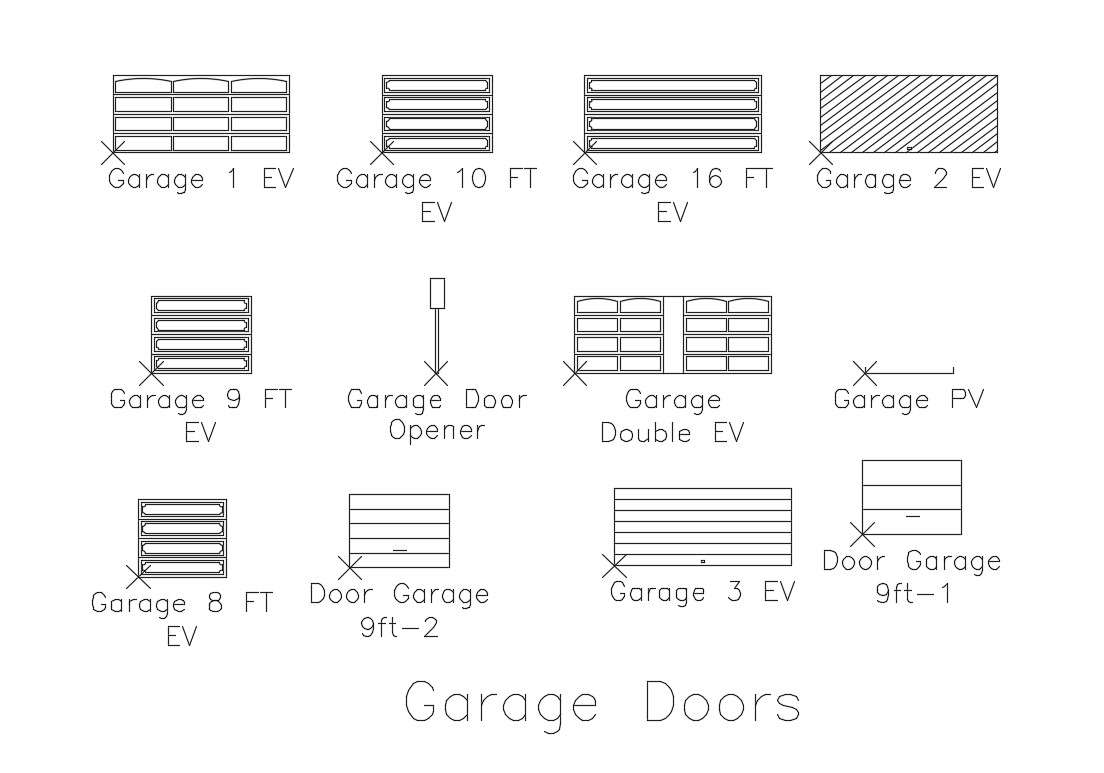 Multiple Garage Door Elevation Blocks Cad Drawing Details Dwg File Cadbull