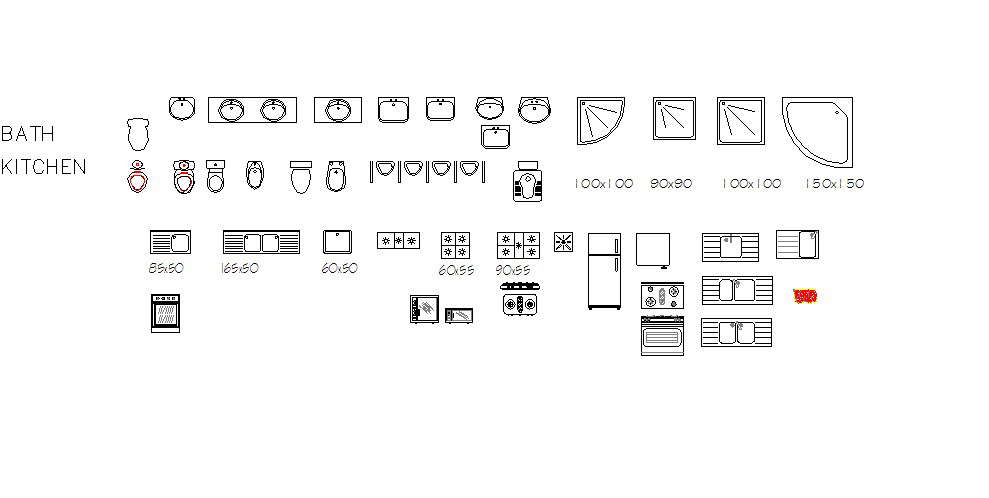 Multiple sanitary and kitchen furniture blocks dwg file - Cadbull