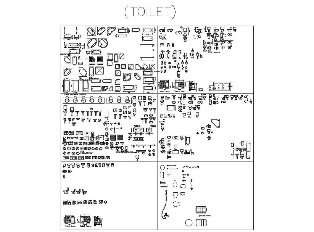 Multiple Toilet And Sanitary Blocks Cad Drawing Details Dwg File Cadbull