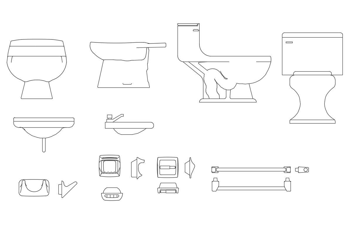 Multiple toilet sheets and sanitary ware blocks cad drawing details dwg ...