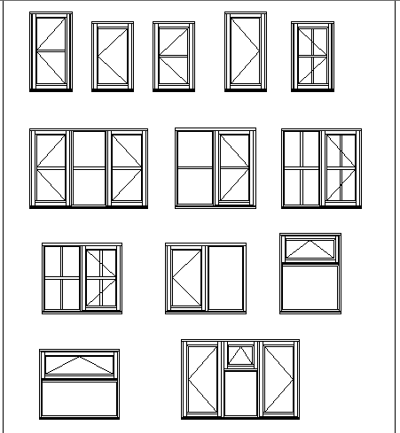 Multiple windows design cad blocks details dwg file - Cadbull