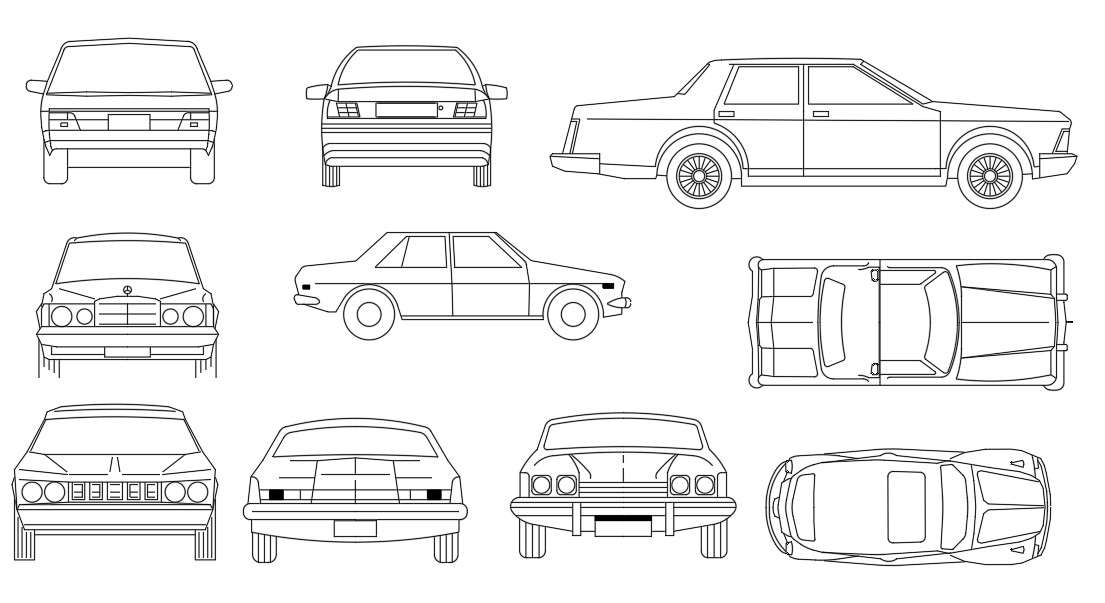 Multiple Motor Car CAD Blocks Elevation Design - Cadbull