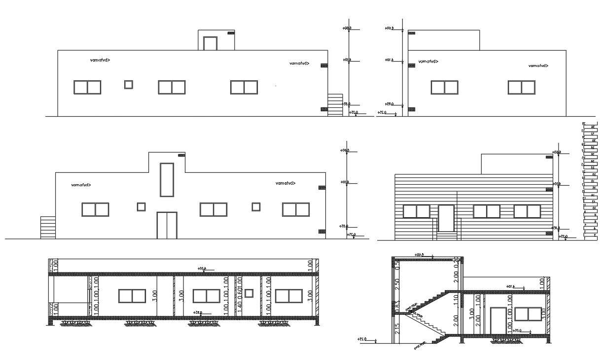 Multipurpose Hall Building Elevation Design DWG File - Cadbull